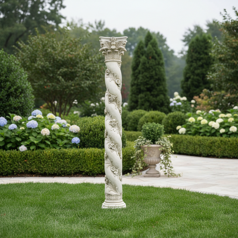 Twisted Rose Pedestal Statue Bf (96 - Inch) Side Angle