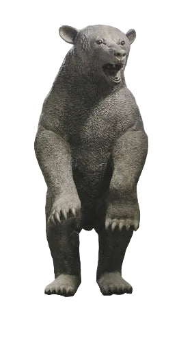 Standing bear sculpture with medieval European style, featuring ornate fur texture and expressive, classical detailing.