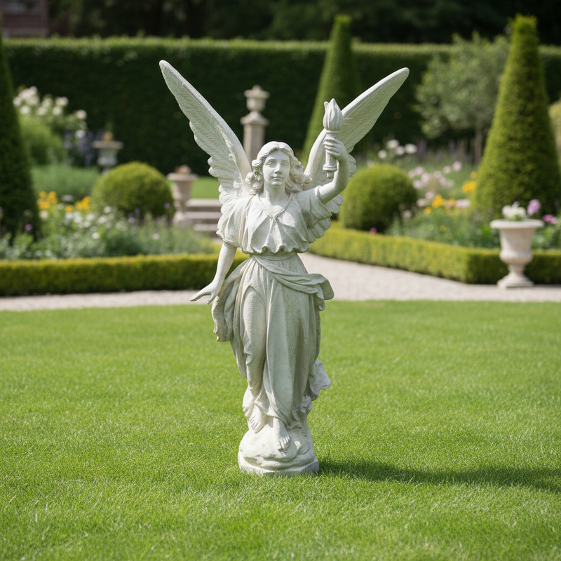 Angel With Torch Outdoor Statue (64-Inch)
