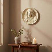 Blessed Mary Roundel Statue (12 - Inch) Side View