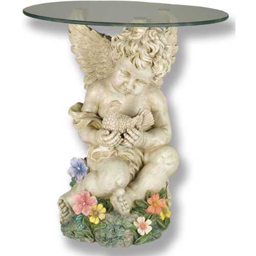 Cherub With Dove Coffee Table Statue (19 - Inch)