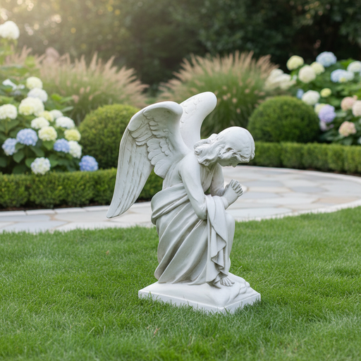 Praying Church Angel Outdoor Statue (28 - Inch) Side Angle