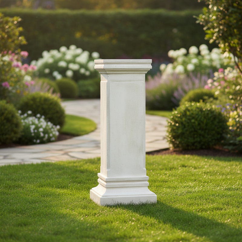 Rectangular Panel Ped Outdoor Statue (39 - Inch) Side Angle