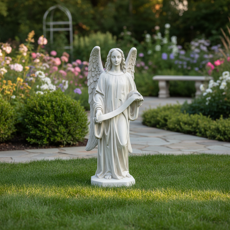 Angel Holding Scroll Outdoor Statue (49-Inch)
