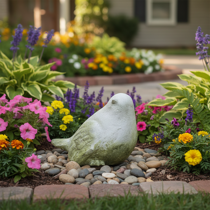 Berry Bird Garden Statue (6.75 - Inch) Side Angle