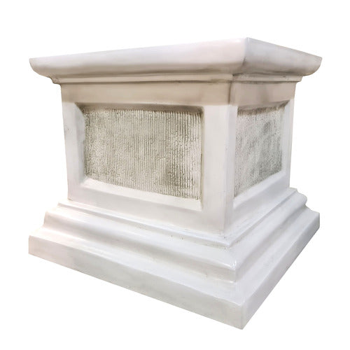 Classical pedestal base with ornate, old world European detailing and tiered architectural design, inspired by Renaissance style.