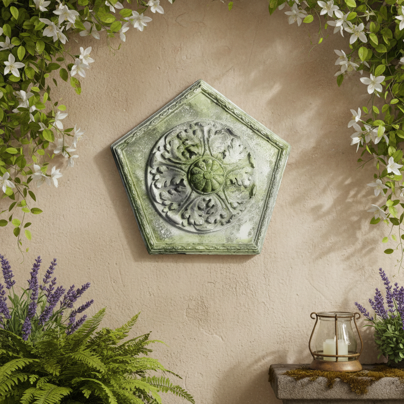 Penta Medallion Outdoor Plaque (14.0 - Inch) Side Angle