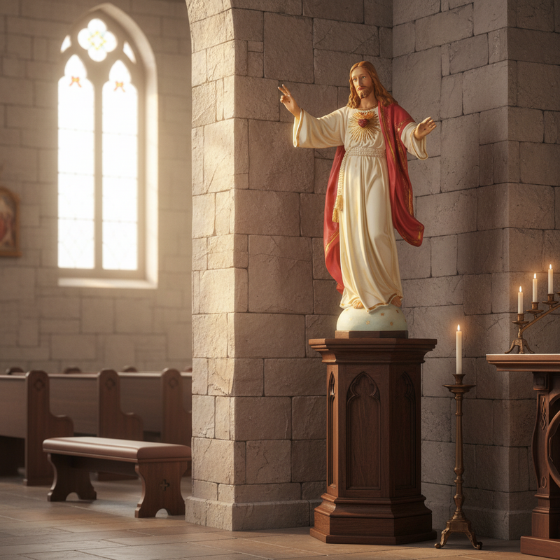 Sacred Heart of Jesus Blessing Statue (48 - Inch) Side Angle