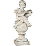 Cherub on Finial Mandolin Outdoor Statue (39 - Inch)