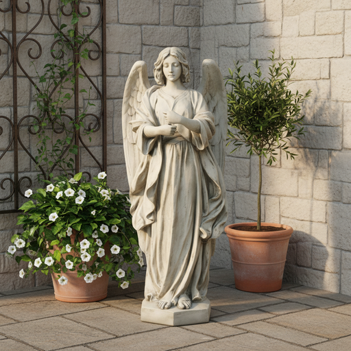 Guardian Angel Statue for Lantern Display (48 - Inch) Side Angle