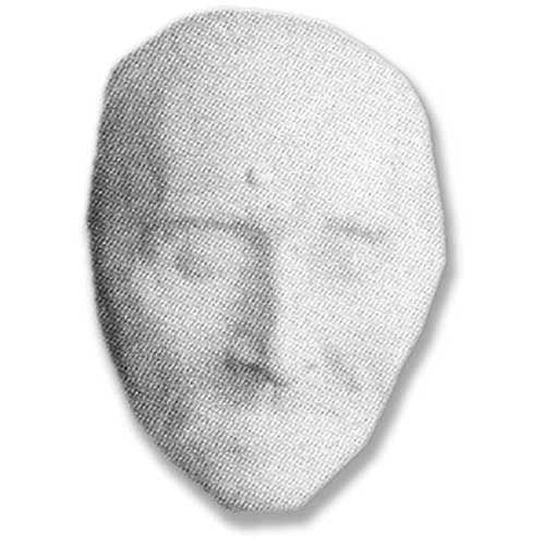 Classical European death mask with serene facial expression, subtle features, and softly contoured, aged visage.