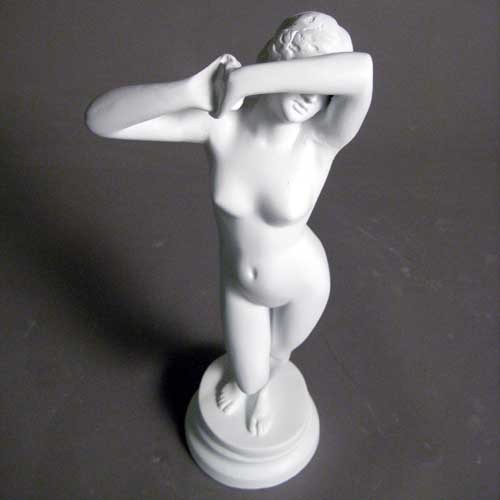 Classical female torso sculpture with raised arms, inspired by Renaissance and Greek art, featuring smooth, elegant contours. Other Angle