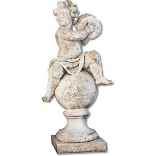 Cherub on Finial Outdoor Statue (39 - Inch)