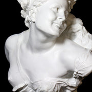 Bust of a smiling woman with laurel wreath, draped garment, and ornate detailing in classical Baroque style. Other Angle
