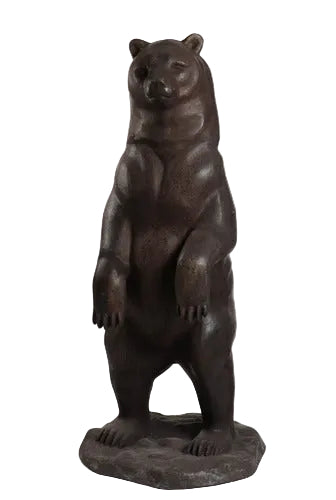 Standing bear statue with classical old world European style, featuring detailed fur and an ornate, lifelike medieval design.