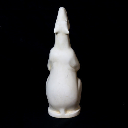 Howling wolf statue with smooth, classical lines and subtle old world European sculptural details Side View