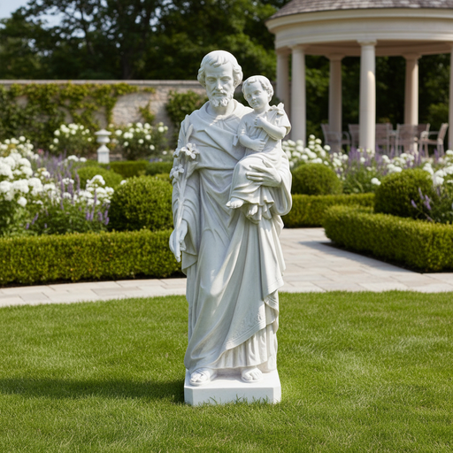 Saint Joseph with Child and Cross Statue (38 - Inch) Side Angle