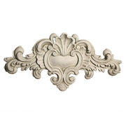 Ornate Baroque-style architectural applique with symmetrical scrollwork, acanthus leaves, and classical old world European detailing.