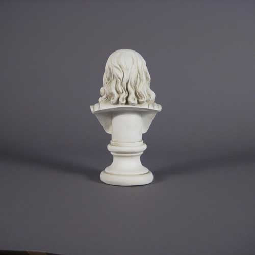 Classical Renaissance-style bust of a bearded man with detailed facial features and flowing hair on a pedestal base Side Angle