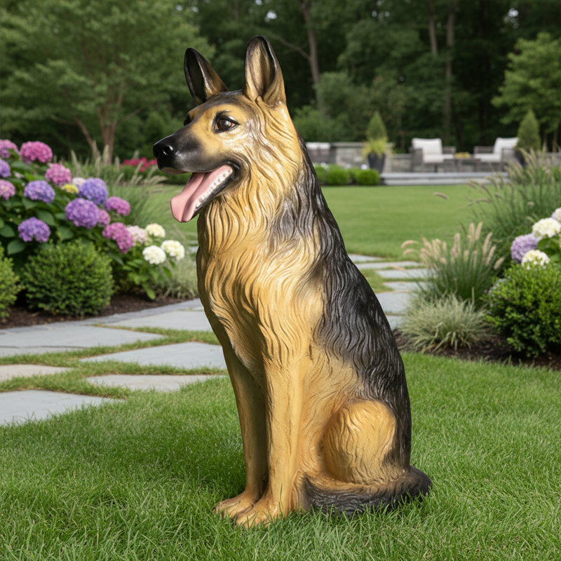 German Shepherd Dog Garden Statue (30 - Inch) Side Angle