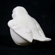 Sculpted bird figurine with classical European style, featuring smooth, rounded lines and subtle, ornate detailing. Side View