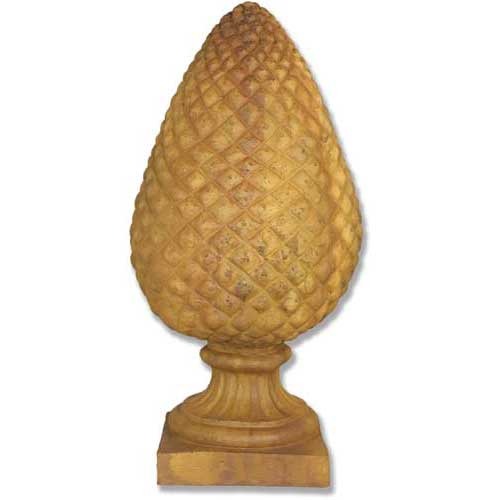 Ornate old world European finial with classical pineapple design and detailed diamond pattern on a pedestal base.