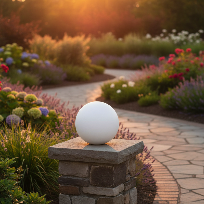 Sculpted sphere with a smooth, minimalist design inspired by classical European simplicity and Renaissance geometric form Side Angle