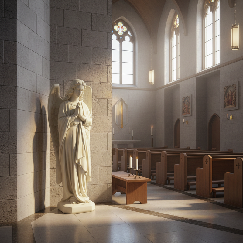 Innocent Standing Angel Statue With Praying Hands Outdoor Statue (25-Inch)