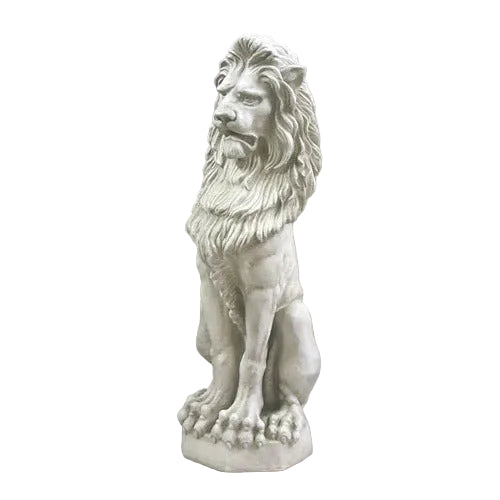 Regal lion statue with detailed mane and paws, featuring classical old world European and Renaissance-inspired ornate design.