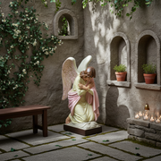 Bowing Church Angel Outdoor Statue (28 - Inch) Side Angle