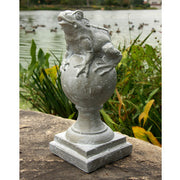 Frog on Finial Outdoor Statue (14 - Inch) Side View