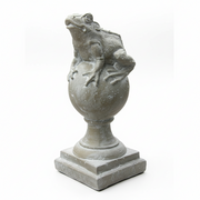 Frog on Finial Outdoor Statue (14 - Inch)