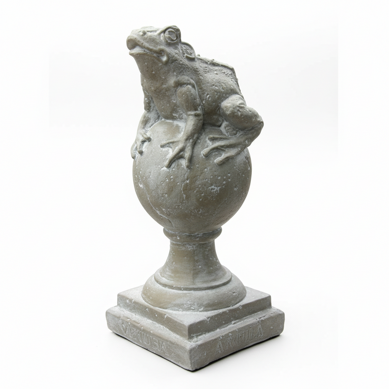 Frog on Finial Outdoor Statue (14 - Inch)