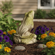 Frog Garden Statue (14 - Inch) Side Angle