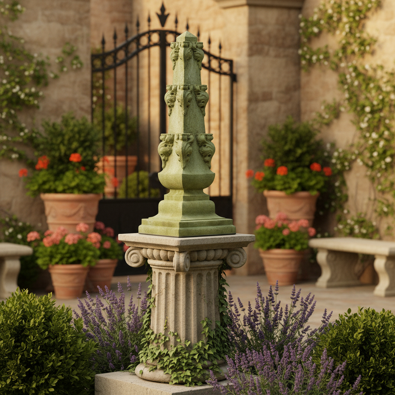 Paris Obelisk Outdoor Statue (36 - Inch) Side Angle