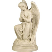 Kneeling angel with a serene facial expression and hands clasped in prayer on a round base.