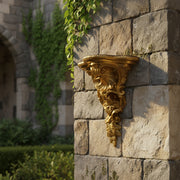 Baroque wall bracket with ornate scrollwork, acanthus leaves, and shell motif in old world European classical style. Side Angle