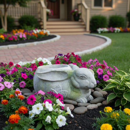 Rabbit Garden Statue (10 - Inch) Side Angle