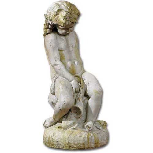 Sitting  cherub with a  horn.