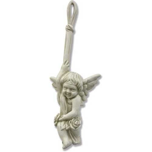 Cute Winged cherub wall hook hanging from a looped rope.