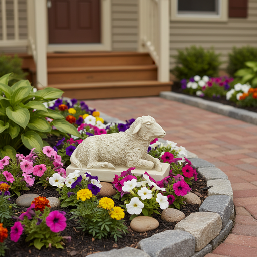 Sheep Garden Statue (8 - Inch) Side Angle