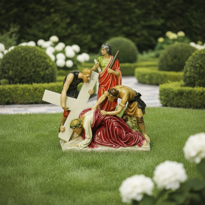 Jesus Falls the Second Time Religious Statue (25 - Inch) Side View