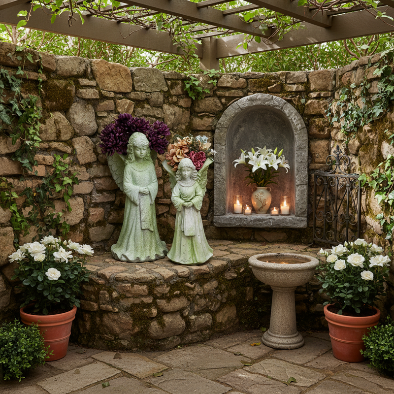 Angel Fairy Statue With Planter (23 - Inch) Side Angle