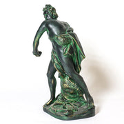David statue in classical Renaissance style, poised to throw a stone, with ornate detailing and dynamic old world European posture. Different Angle