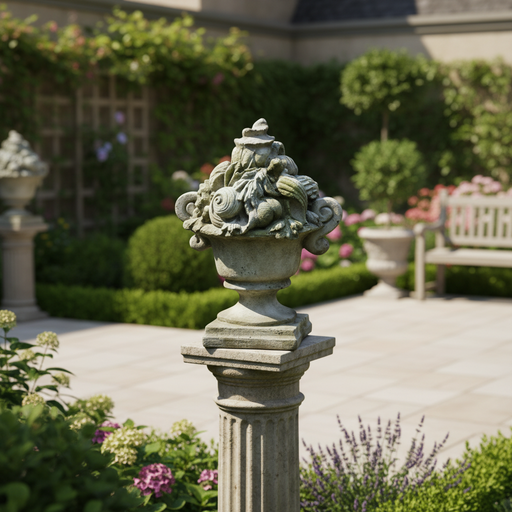 Shell Ocean Finial Outdoor Statue (13 - Inch) Side Angle
