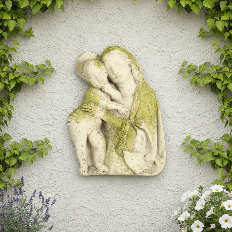 Madonna & Child Garden Plaque (13.0 - Inch) Side Angle