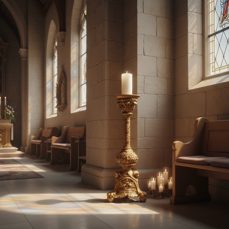 Victorian Candleholder Religious Statue (24-Inch)