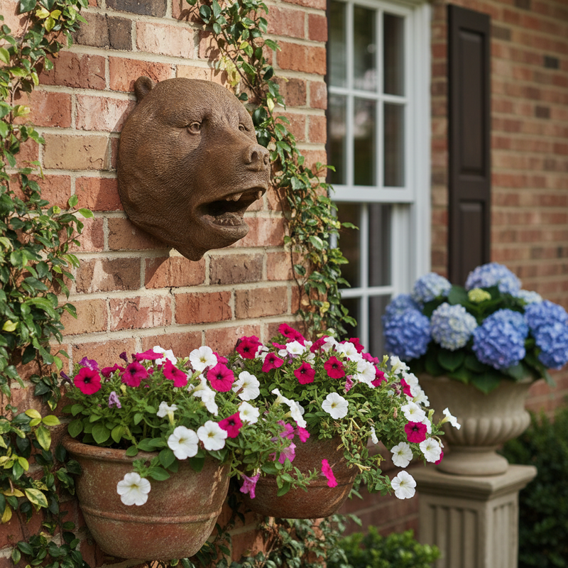 Bear Head Garden Statue (19-Inch)