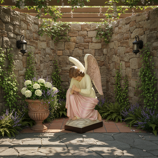Praying Church Angel Outdoor Statue (28 - Inch) Side Angle