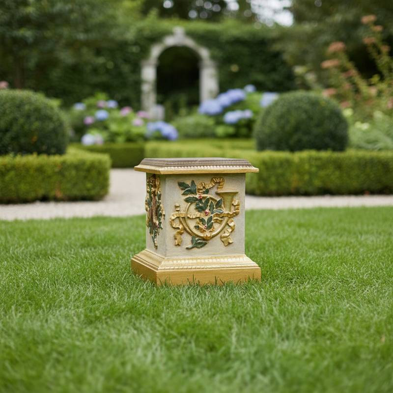 Decorative Horn Pedestal Statue (23 - Inch) Side Angle